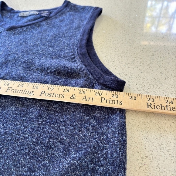Structure Sweater Vest Mens Large Blue Lambswool Golf V-Neck Kurt Cobian 90s Y2K - Picture 9 of 12